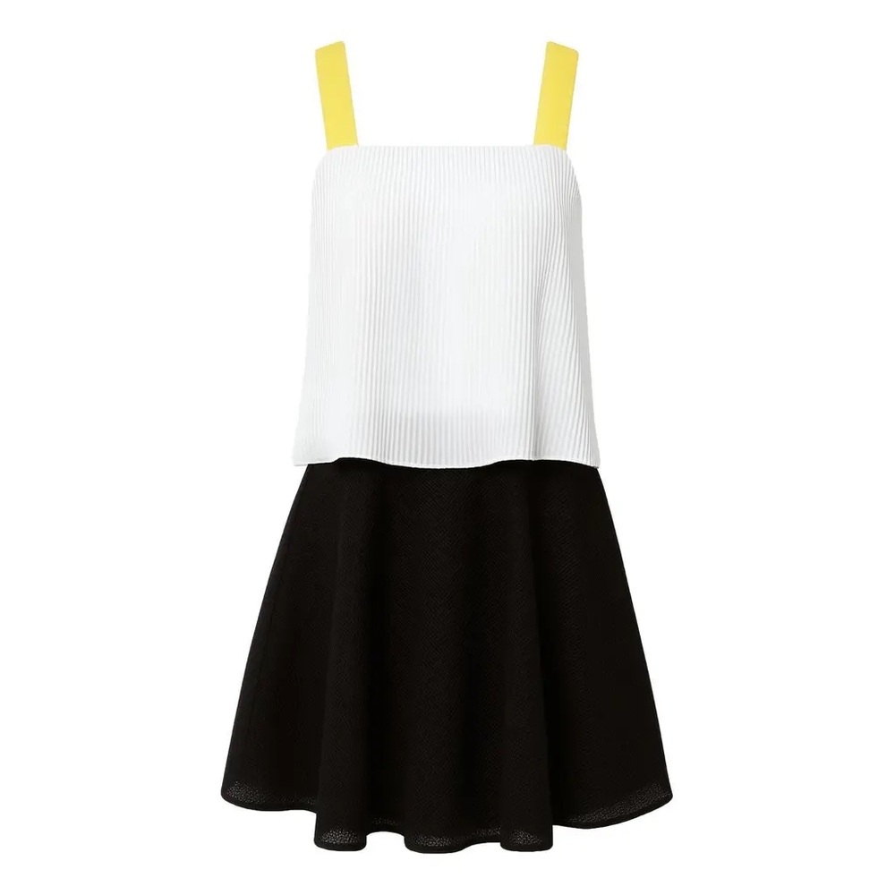 Sandro White and Black Dress with Yellow Straps